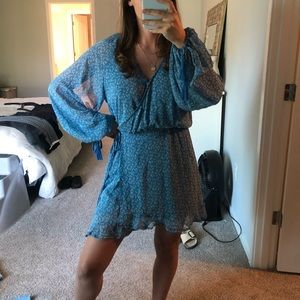 Allison New York Blue Wrap Mini Dress